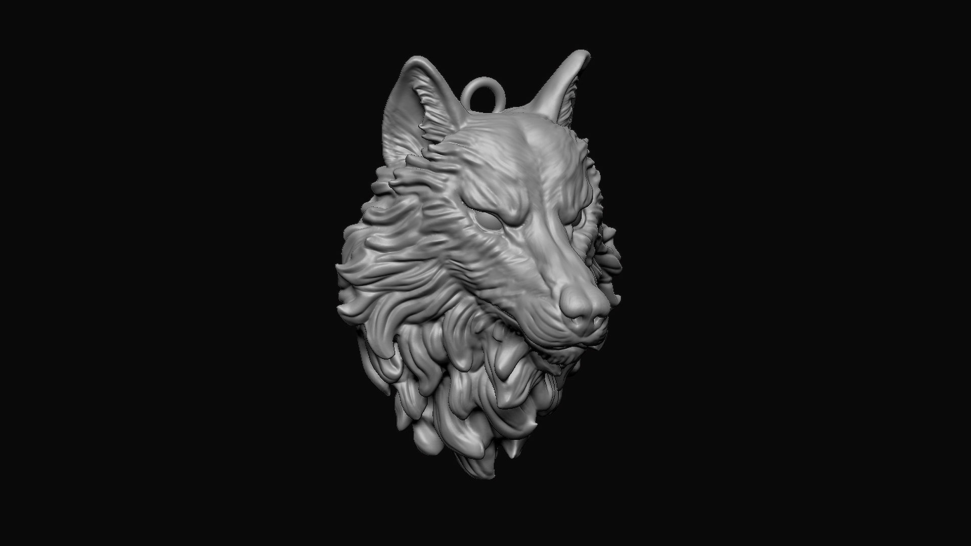 Wolf Head Pendant 3D print model_6