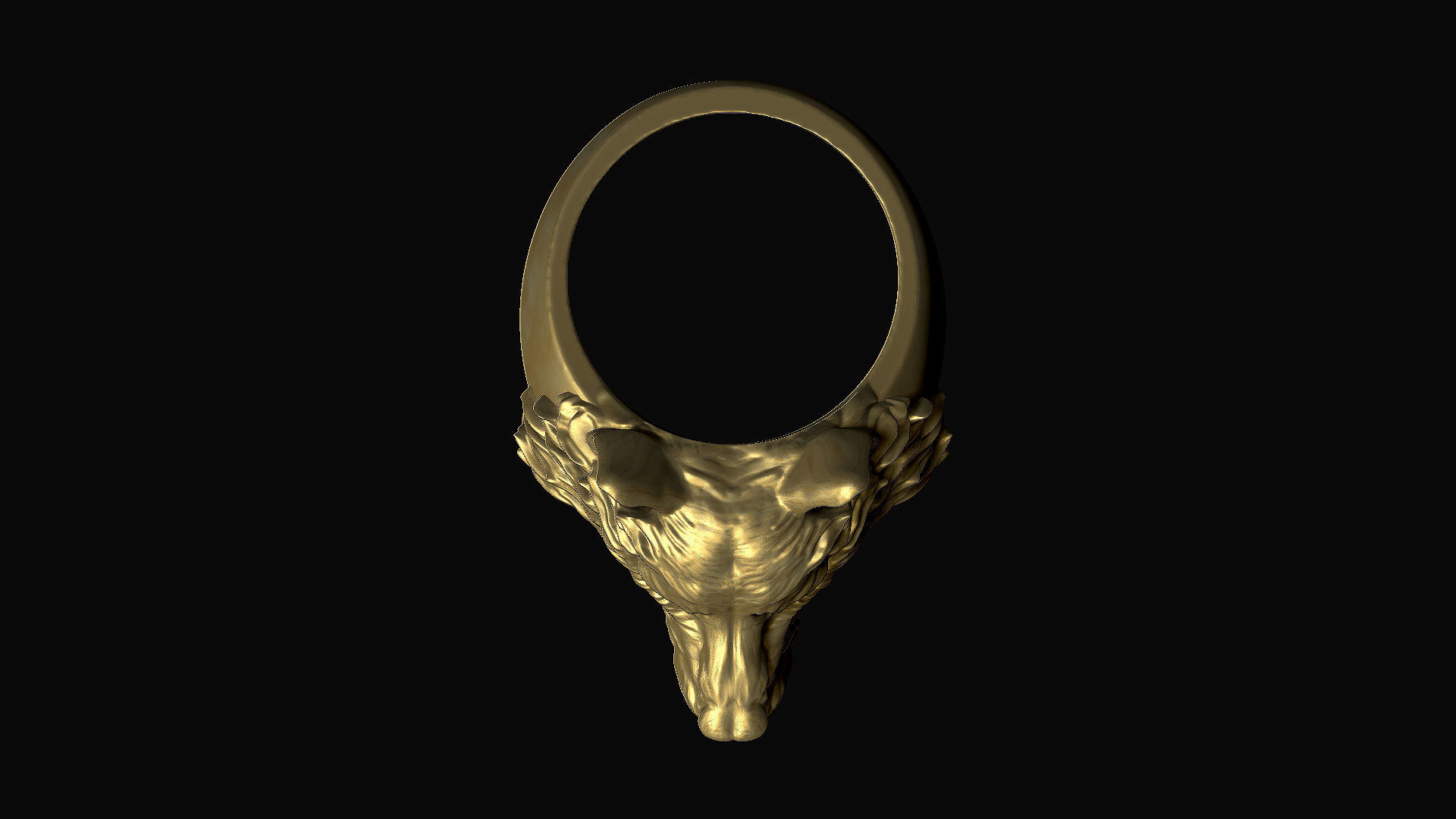 Wolf Head Ring 3D print model_5