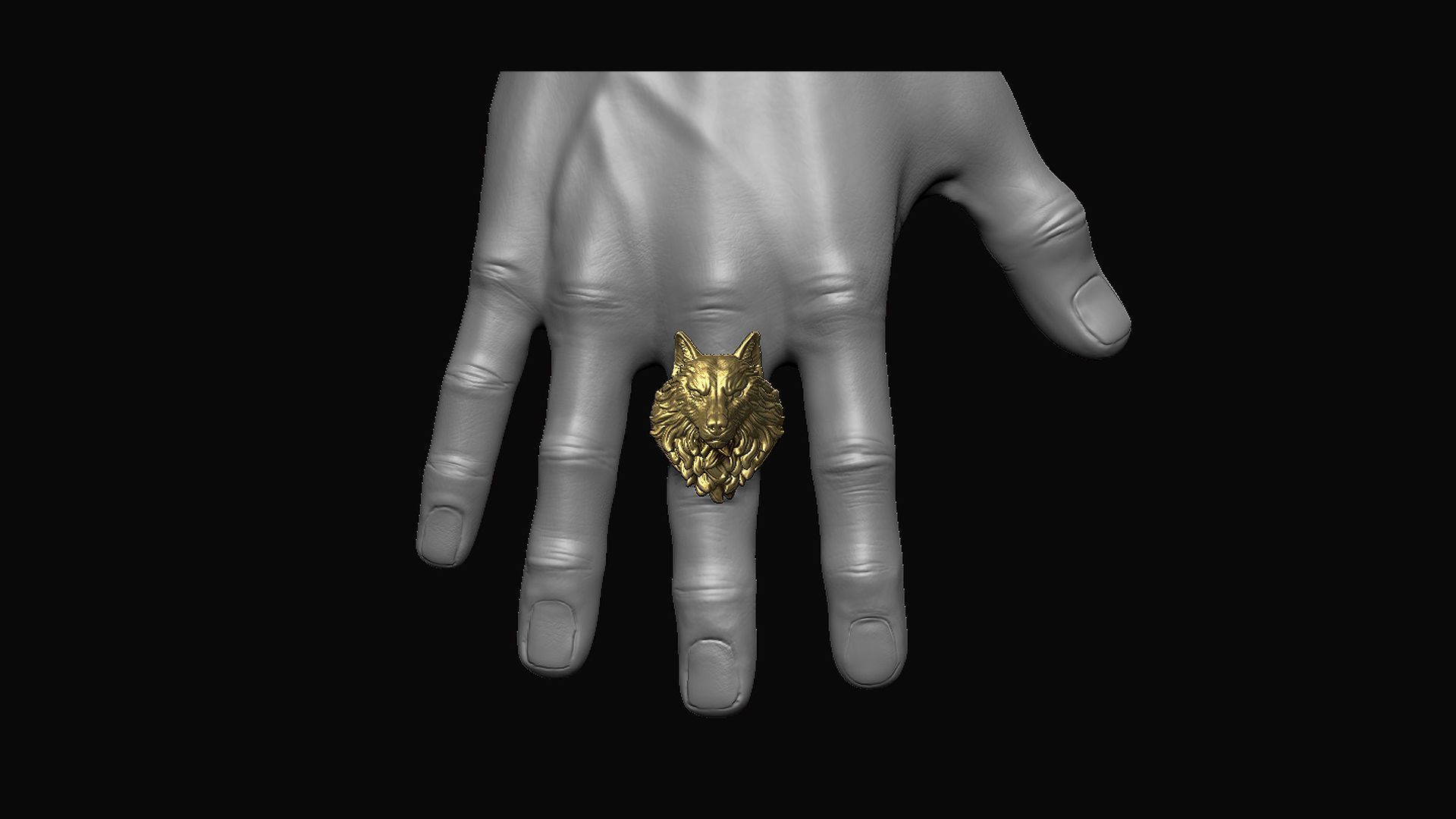 Wolf Head Ring 3D print model_2