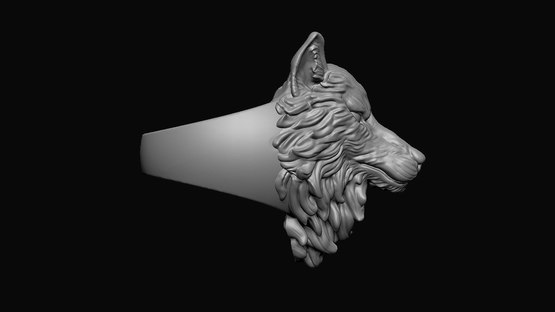 Wolf Head Ring 3D print model_9