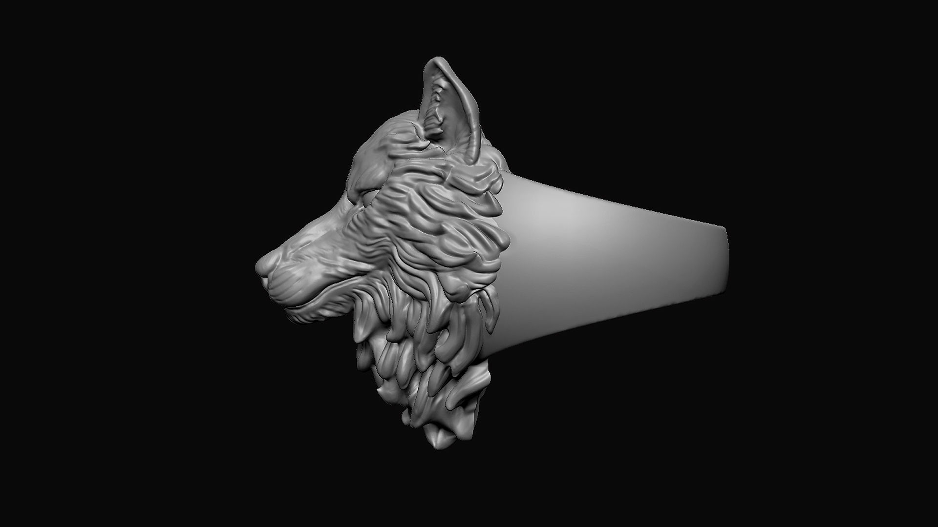 Wolf Head Ring 3D print model_8