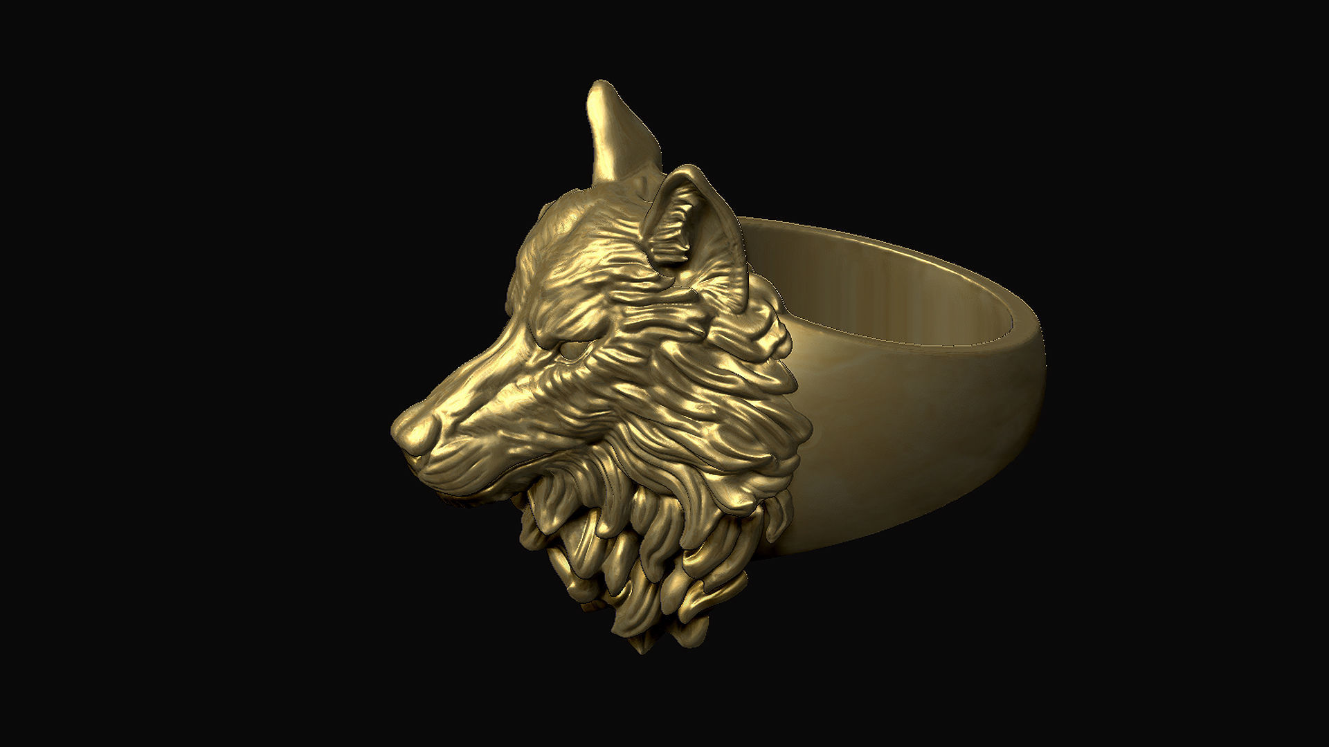Wolf Head Ring 3D print model_4