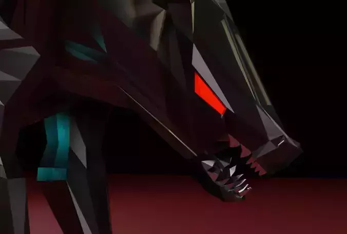 Low poly realistic Mechanical Wolf
