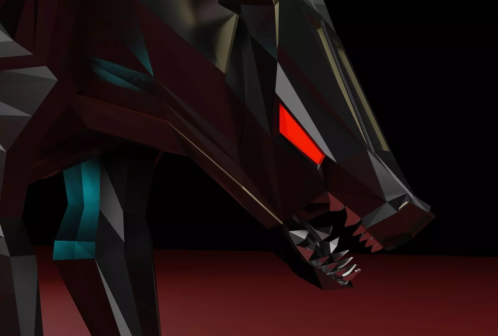 Low poly realistic Mechanical Wolf Low-poly 3D model