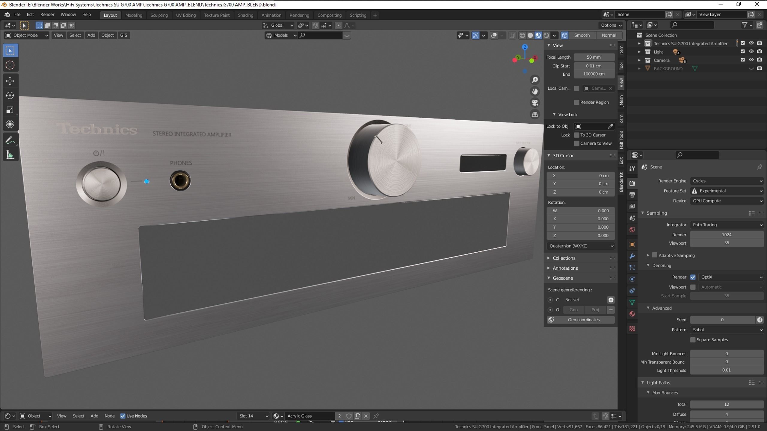Technics G700 Stereo Integrated Amplifier PBR 3D model_12