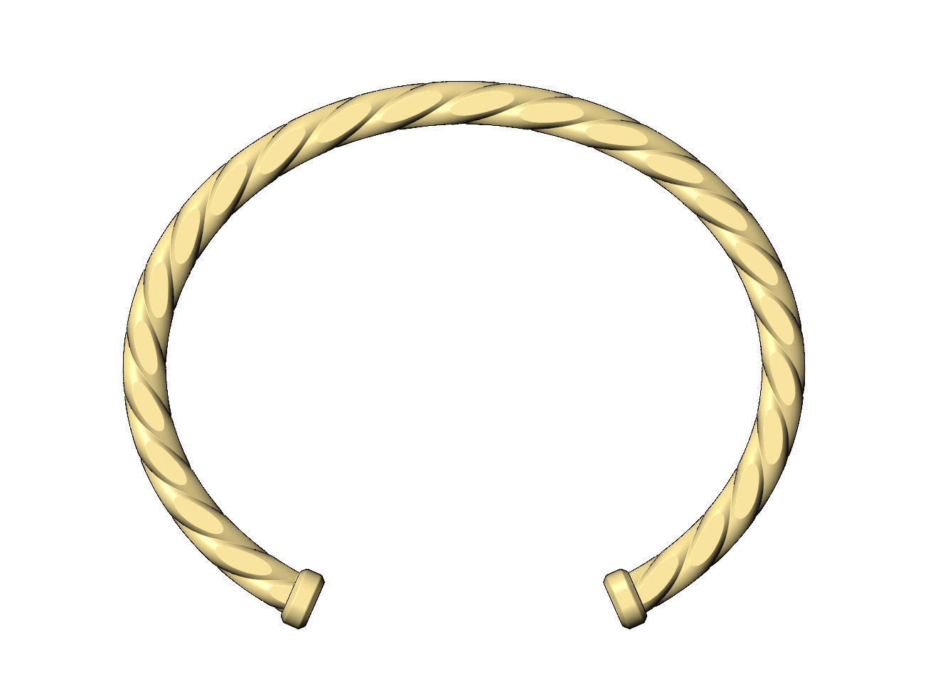 Faceted braided wire cuff bracelet 3D print model_2