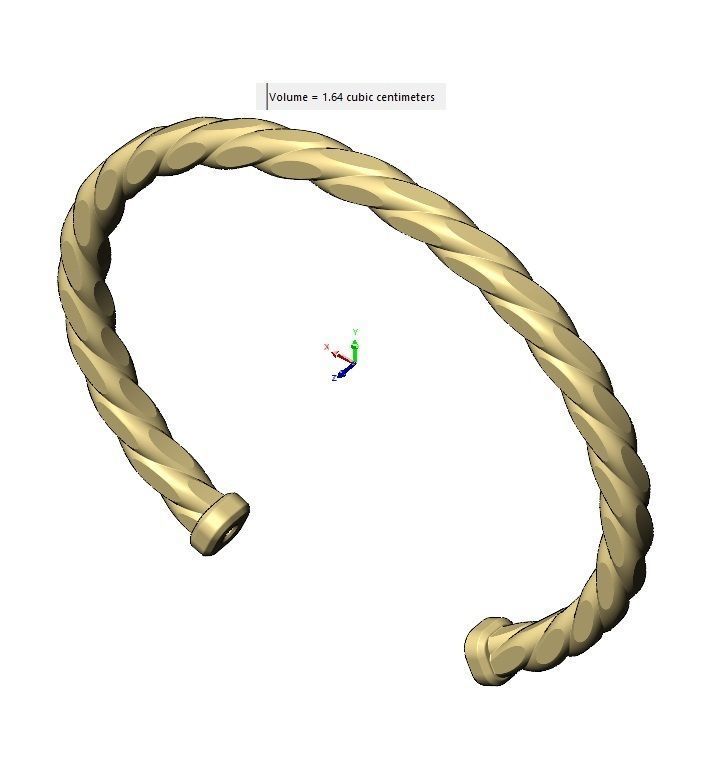 Faceted braided wire cuff bracelet 3D print model_11