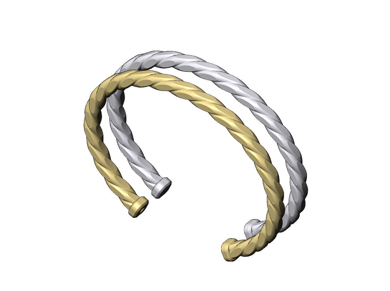 Faceted braided wire cuff bracelet 3D print model_1