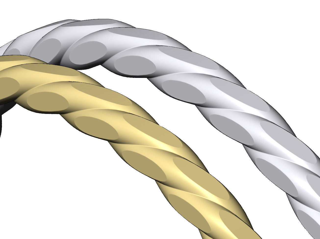 Faceted braided wire cuff bracelet 3D print model_5