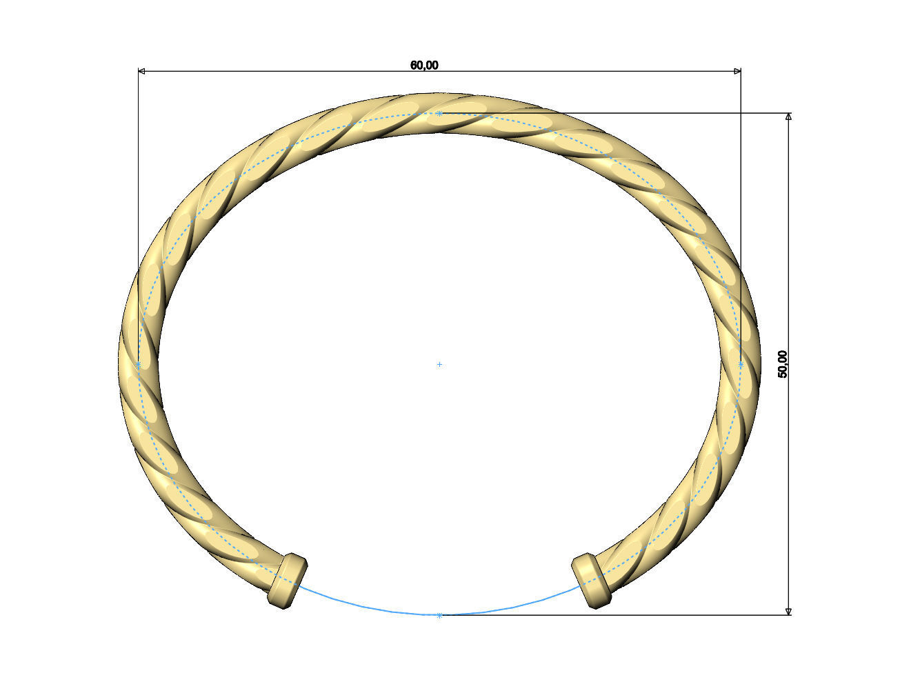 Faceted braided wire cuff bracelet 3D print model_9