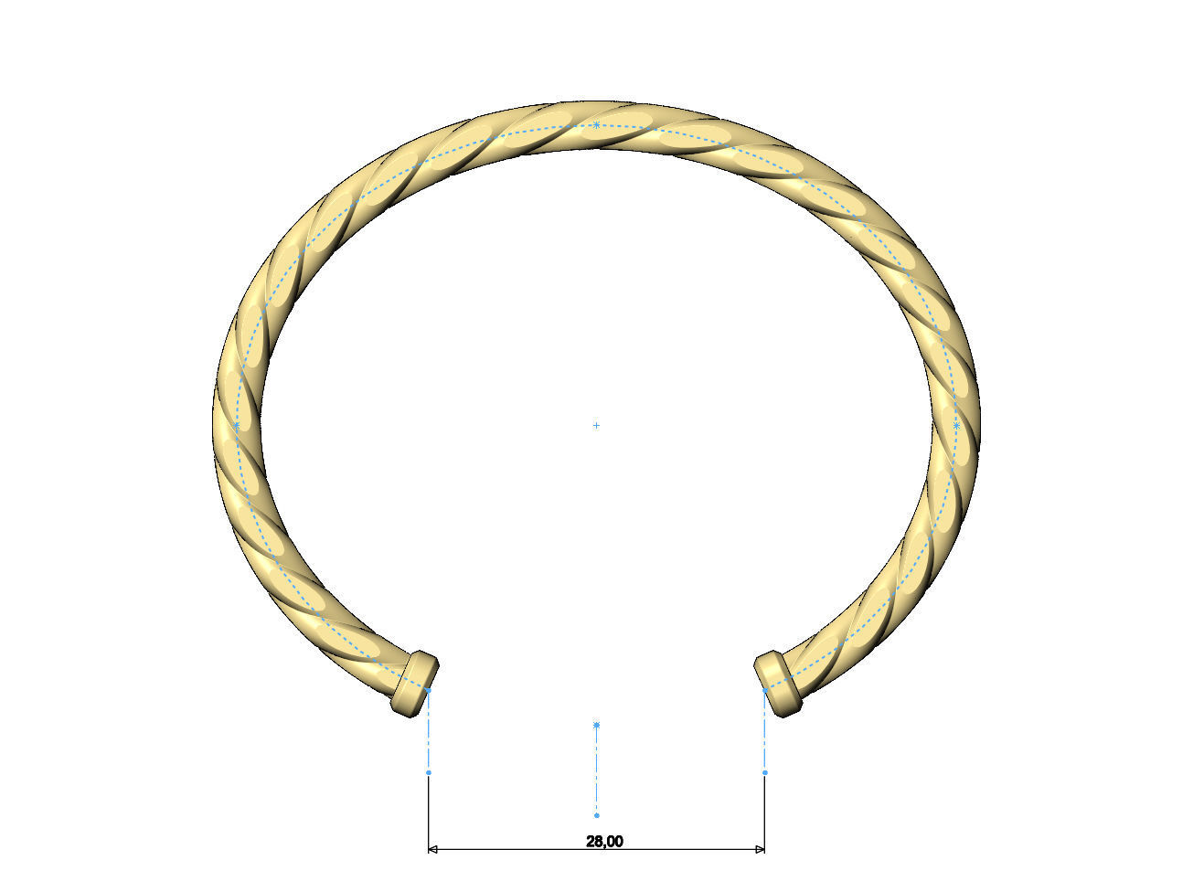 Faceted braided wire cuff bracelet 3D print model_10