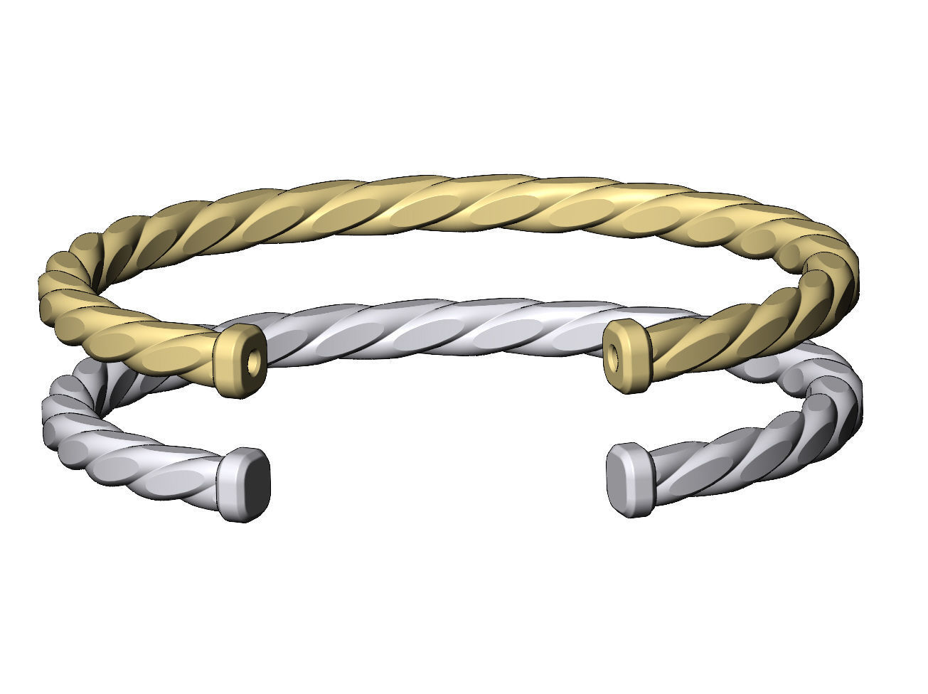 Faceted braided wire cuff bracelet 3D print model_8