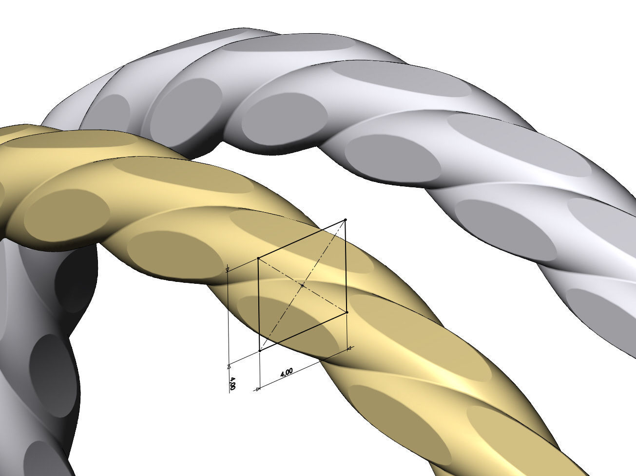 Faceted braided wire cuff bracelet 3D print model_6