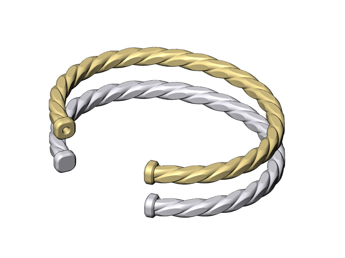 Faceted braided wire cuff bracelet 3D print model_3