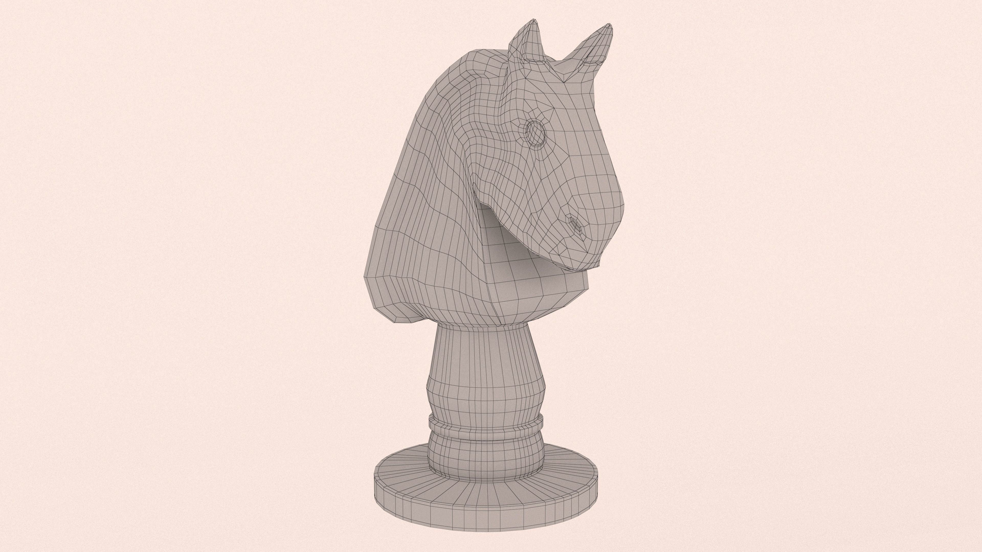 Chess game with old board and all pieces with textures  3D model_11