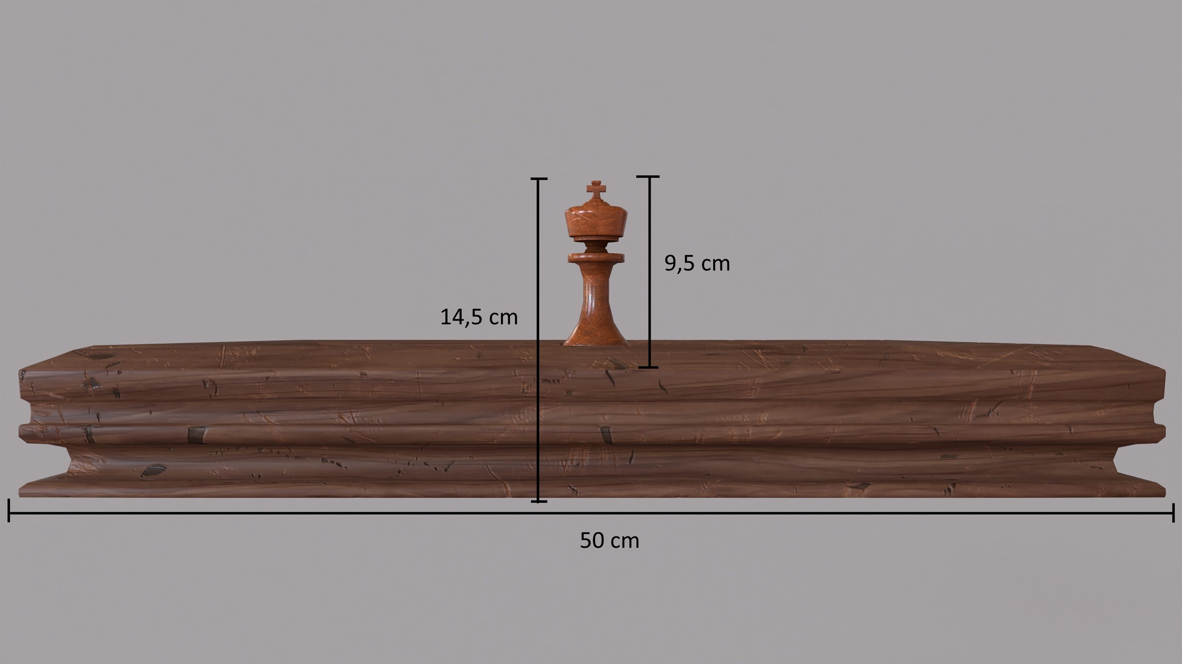 Chess game with old board and all pieces with textures  3D model_2