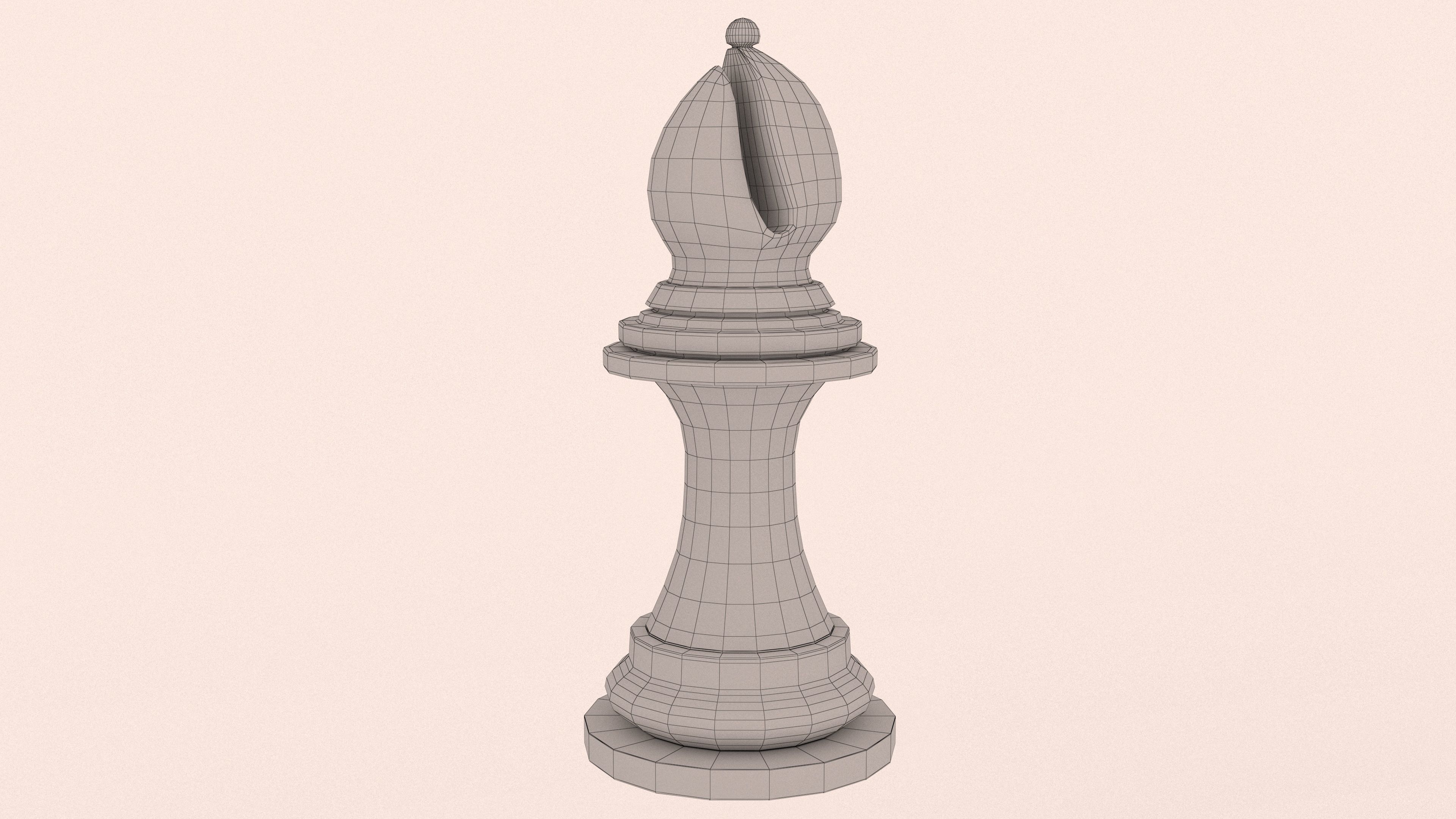 Chess game with old board and all pieces with textures  3D model_9