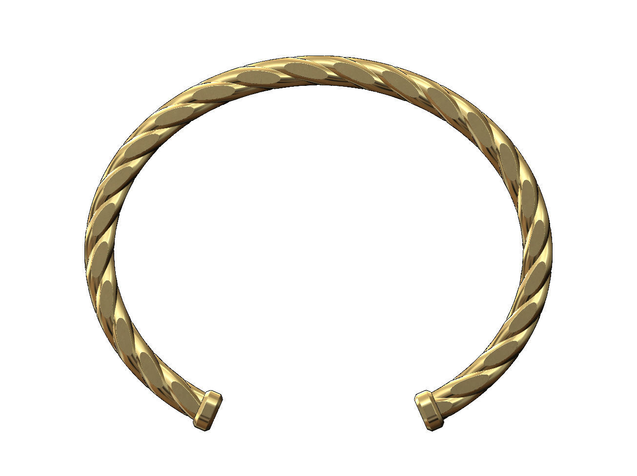 Double row Faceted braided wire cuff bracelet 3D print model_4