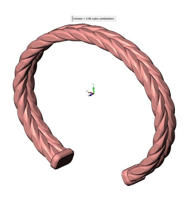 Double row Faceted braided wire cuff bracelet 3D print model_12