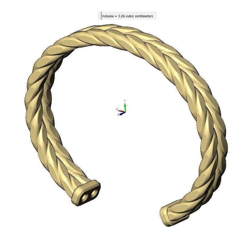 Double row Faceted braided wire cuff bracelet 3D print model_11