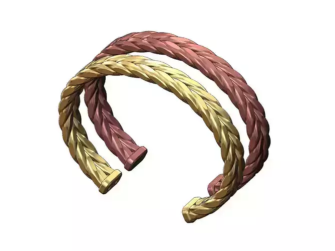 Double row Faceted braided wire cuff bracelet