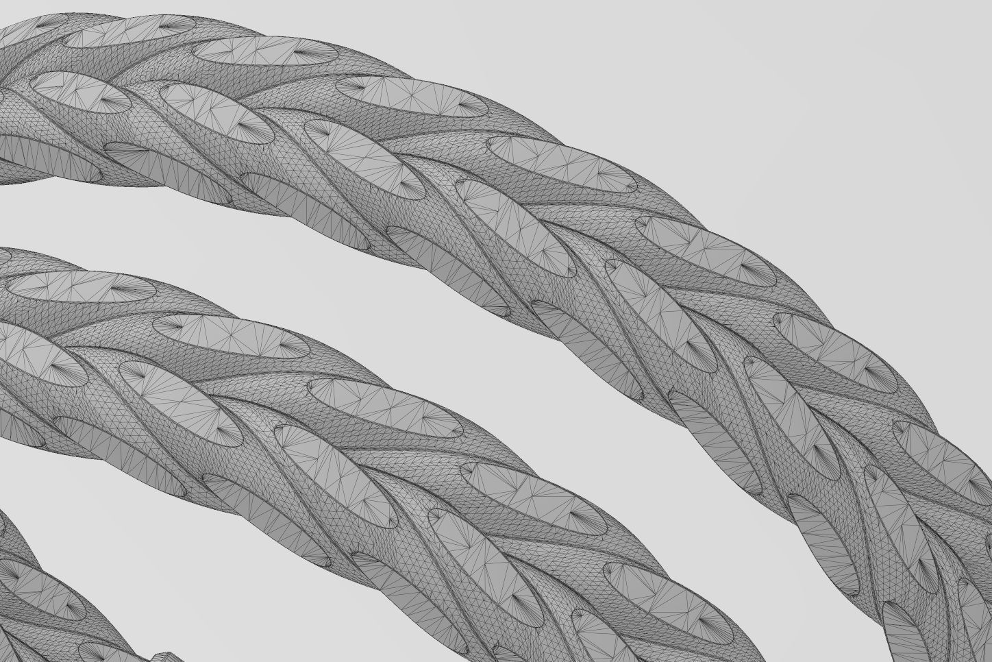 Double row Faceted braided wire cuff bracelet 3D print model_15