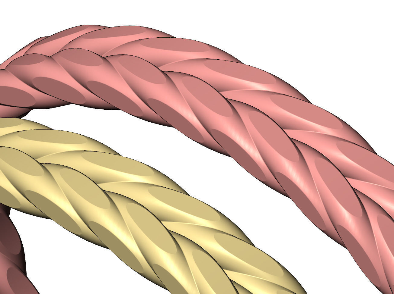 Double row Faceted braided wire cuff bracelet 3D print model_6