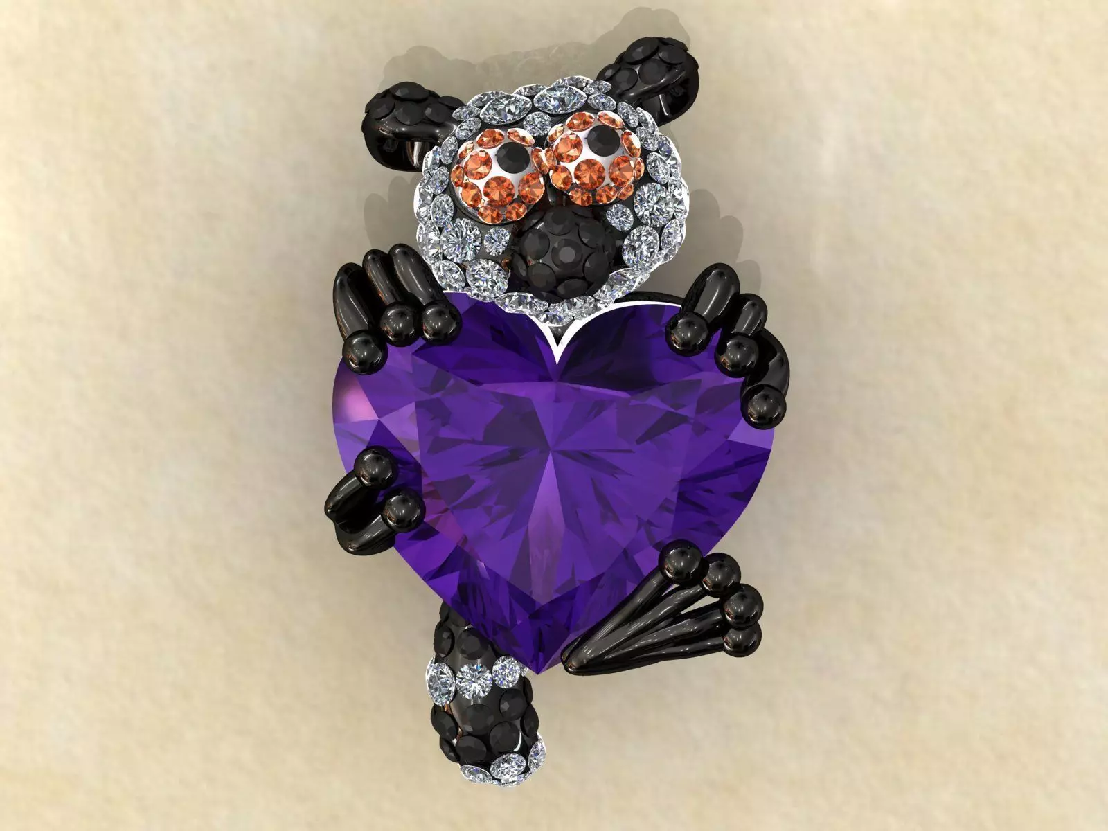 Lemur Heart Stone Charms Pendant  3D print model_0