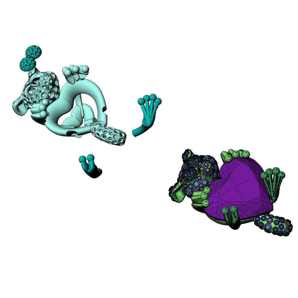 Lemur Heart Stone Charms Pendant  3D print model_5