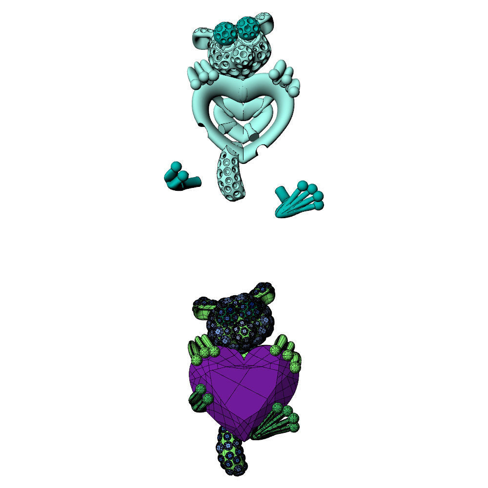 Lemur Heart Stone Charms Pendant  3D print model_4