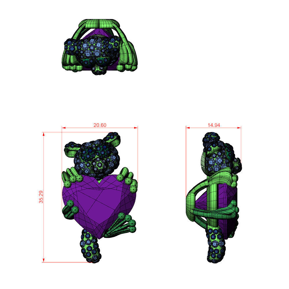 Lemur Heart Stone Charms Pendant  3D print model_3