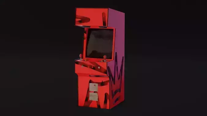 3D Retro Arcade Machine Low Poly PBR