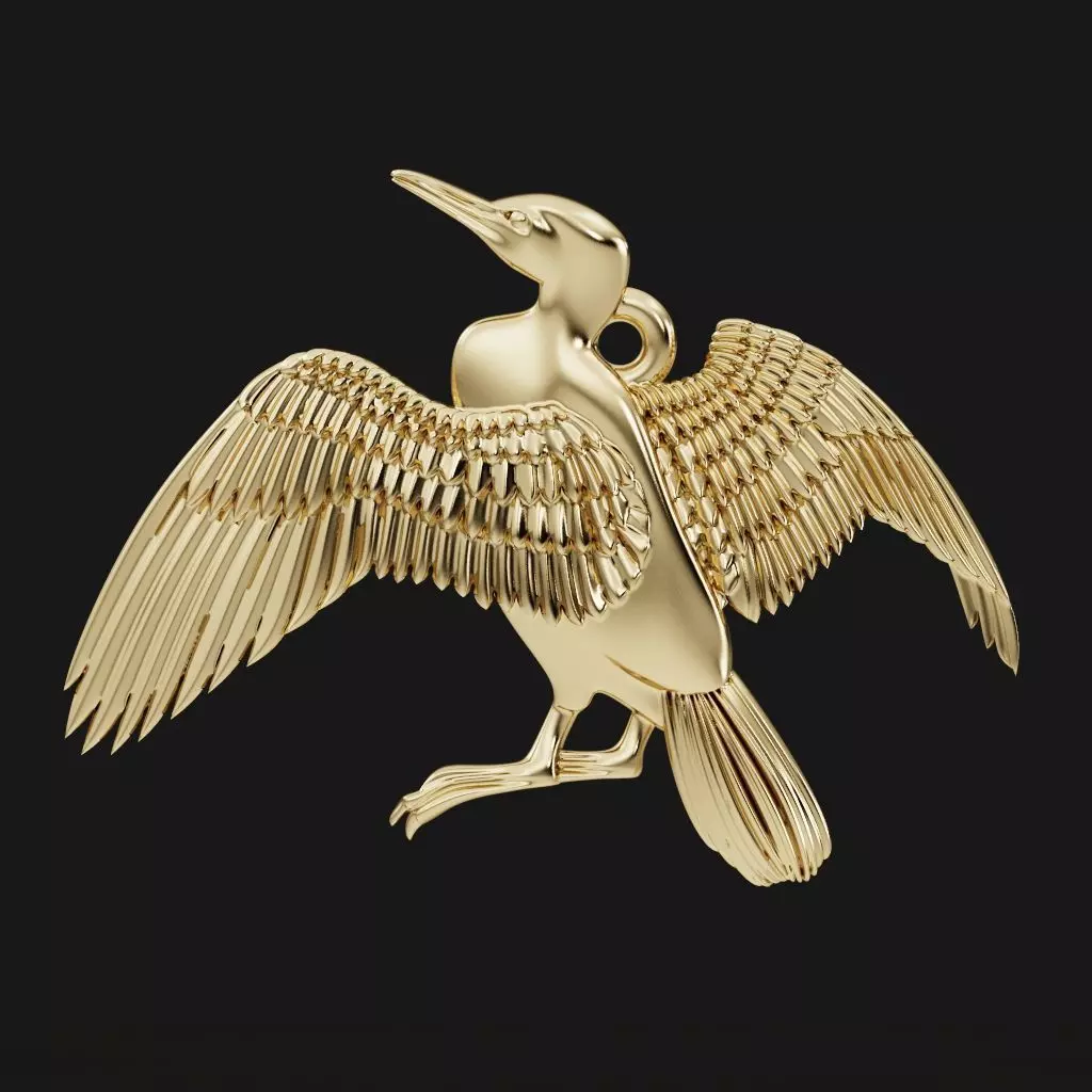 Cormorant bird pendant 3D print model