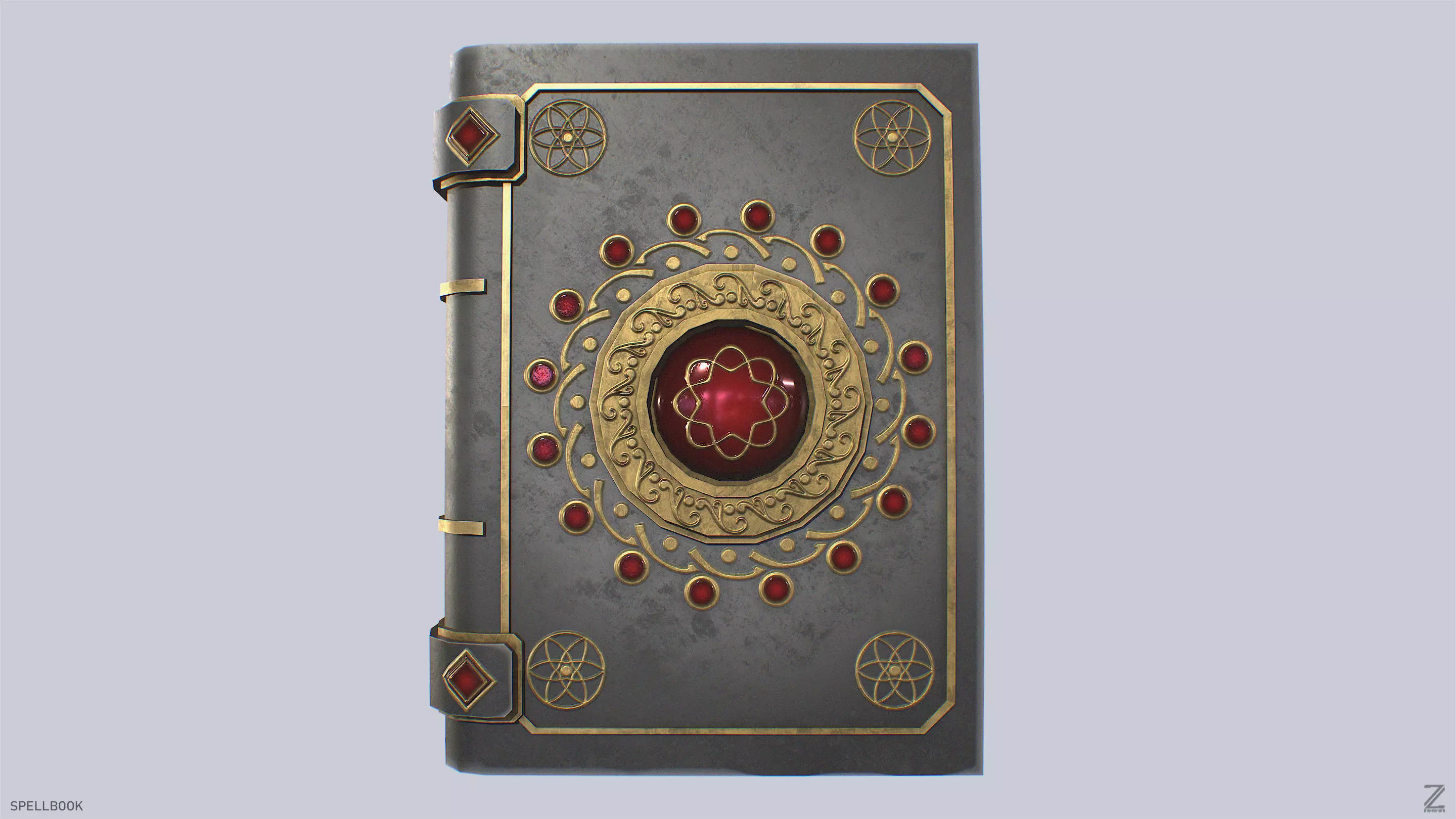 Spellbook Low-poly 3D model_0