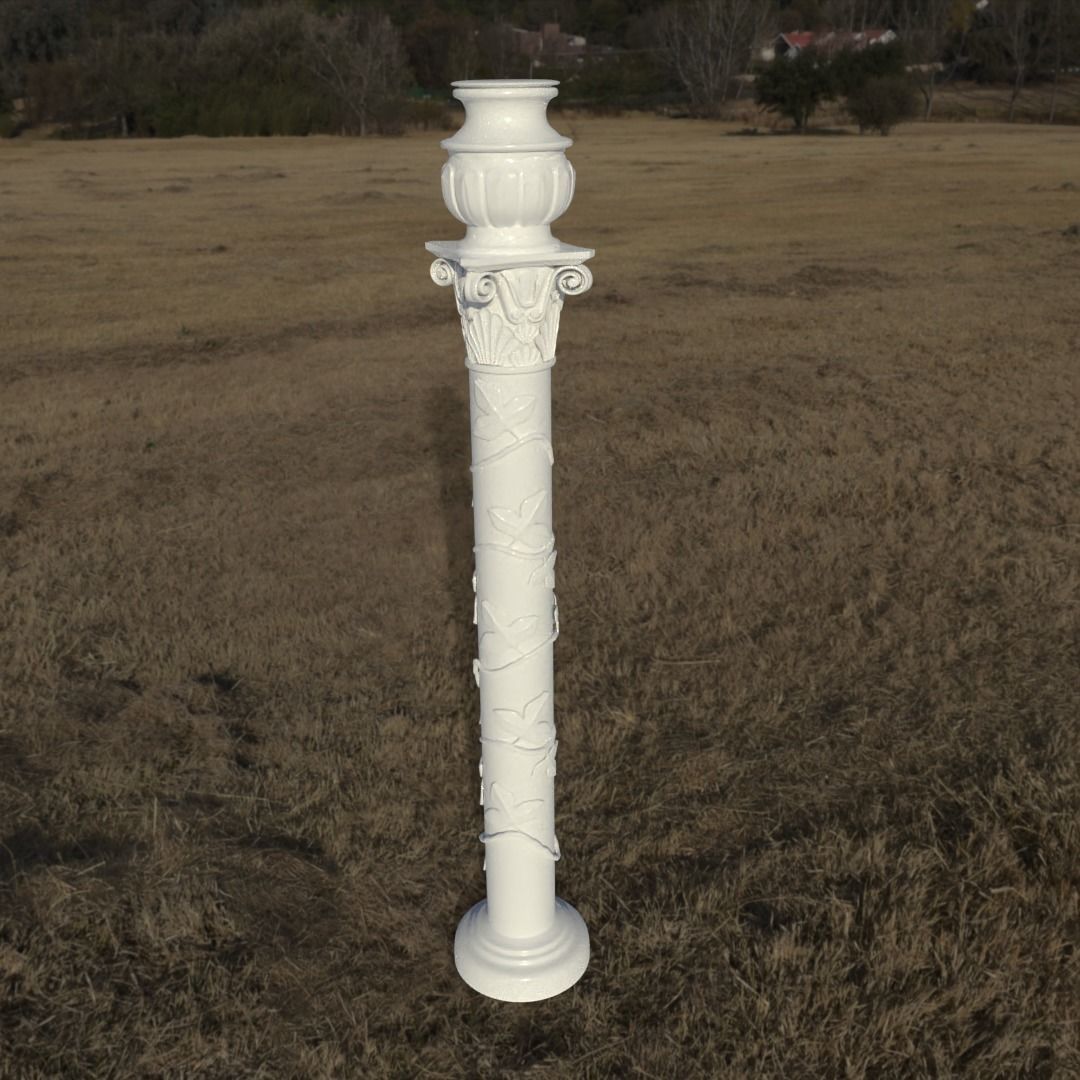 Column with non-classic corinthian order with floral motifs 3D model_8