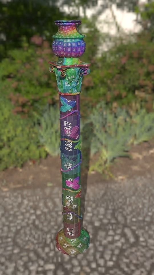 Column with non-classic corinthian order with floral motifs 3D model_7