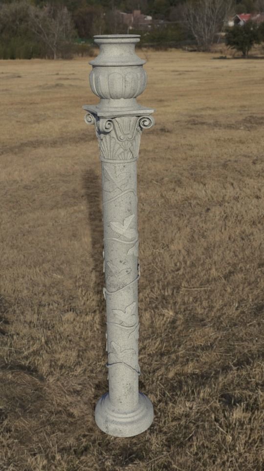 Column with non-classic corinthian order with floral motifs 3D model_3