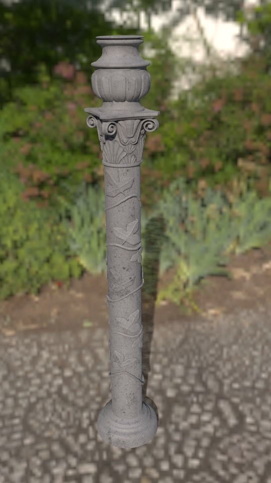 Column with non-classic corinthian order with floral motifs 3D model_5