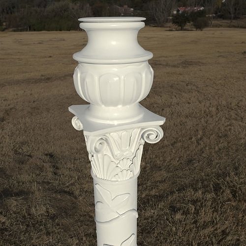 Column with non-classic corinthian order with floral motifs 3D model