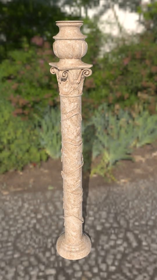 Column with non-classic corinthian order with floral motifs 3D model_4