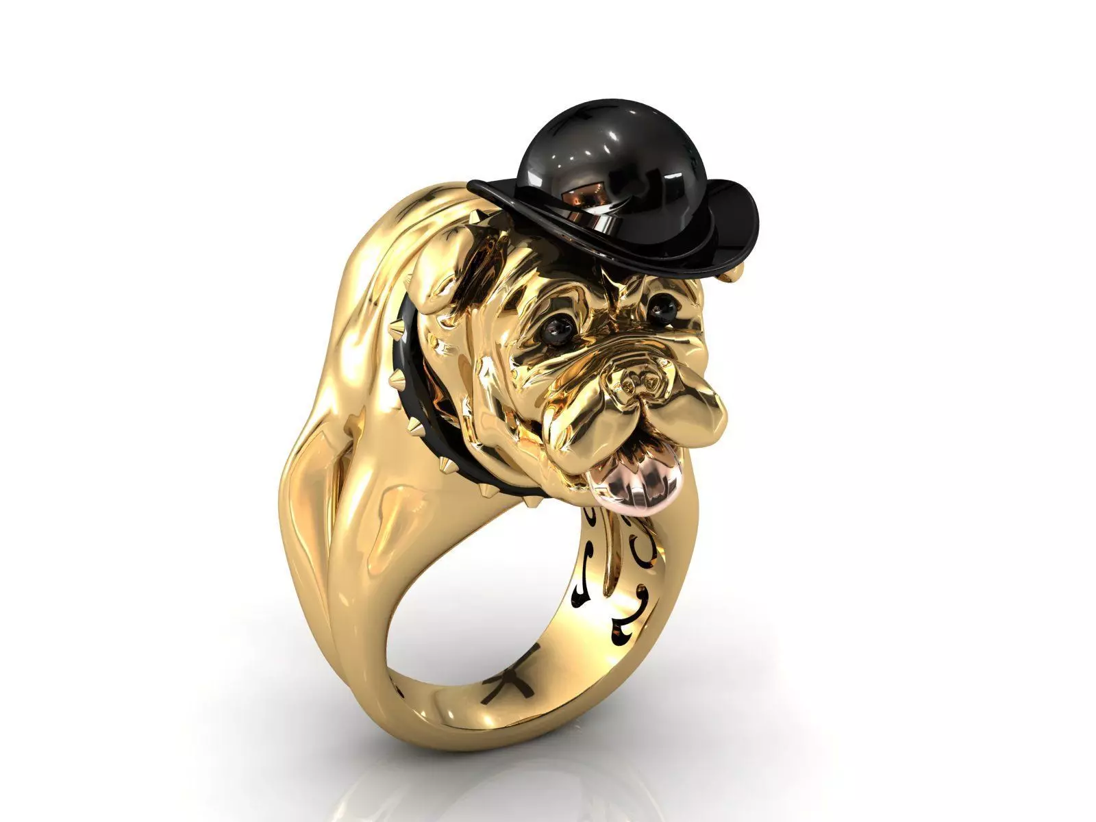 BullDog Bowler Hat Ring 3D print model