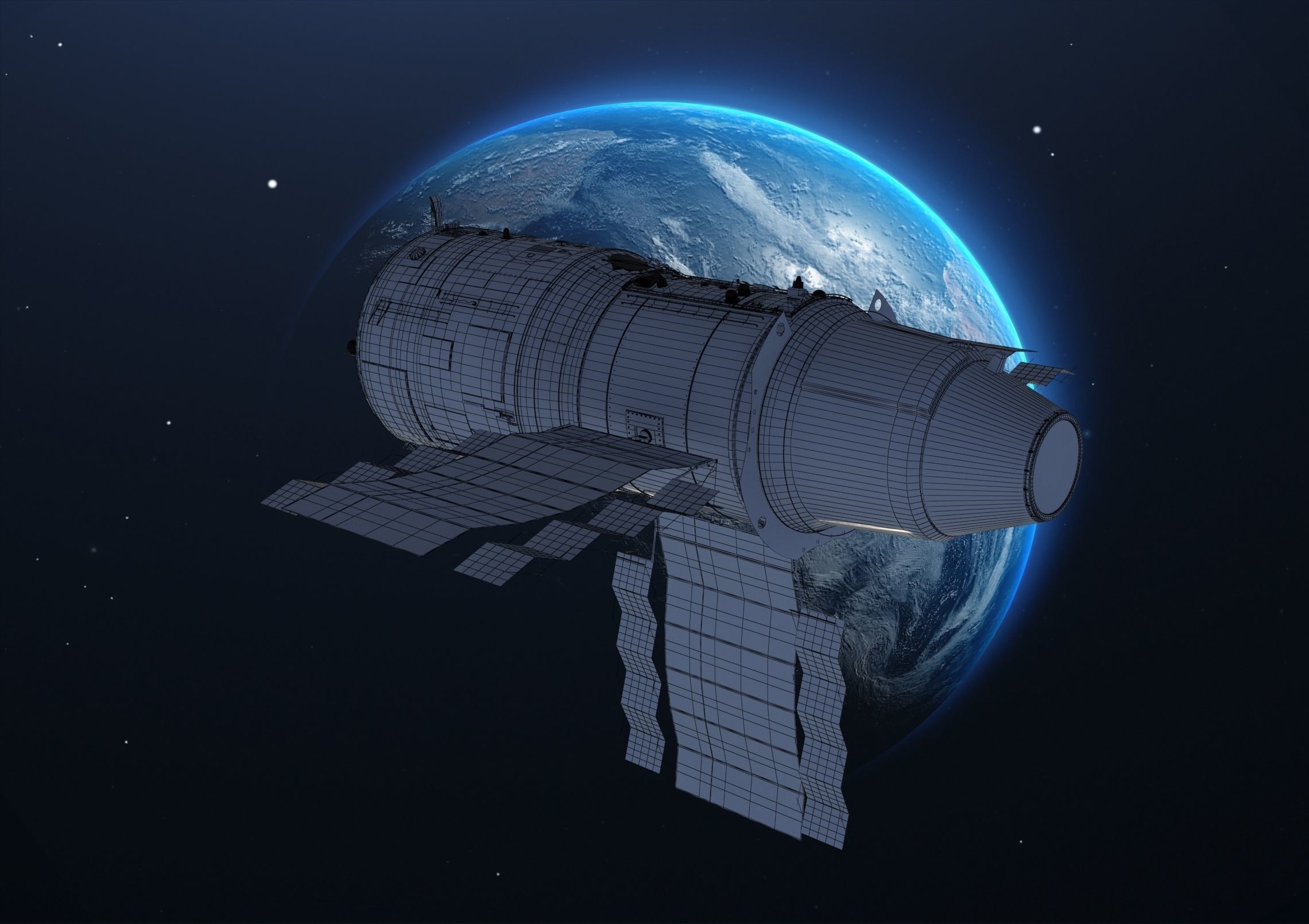 salyut7 space station orbiting earth elements of this furnished 3D ...