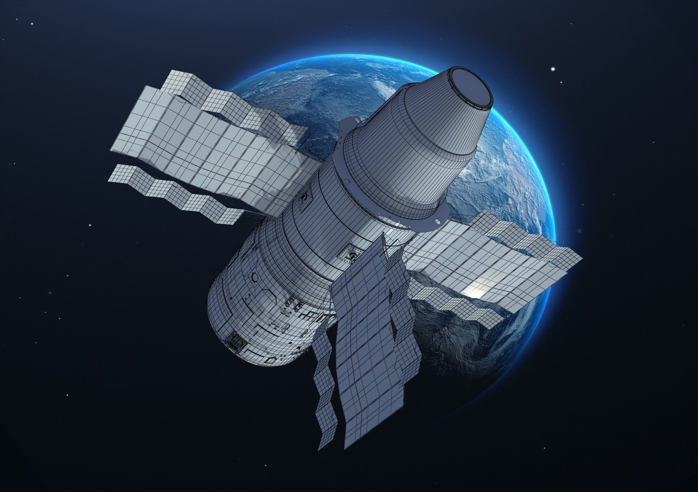 salyut7 space station orbiting earth elements of this furnished 3D ...