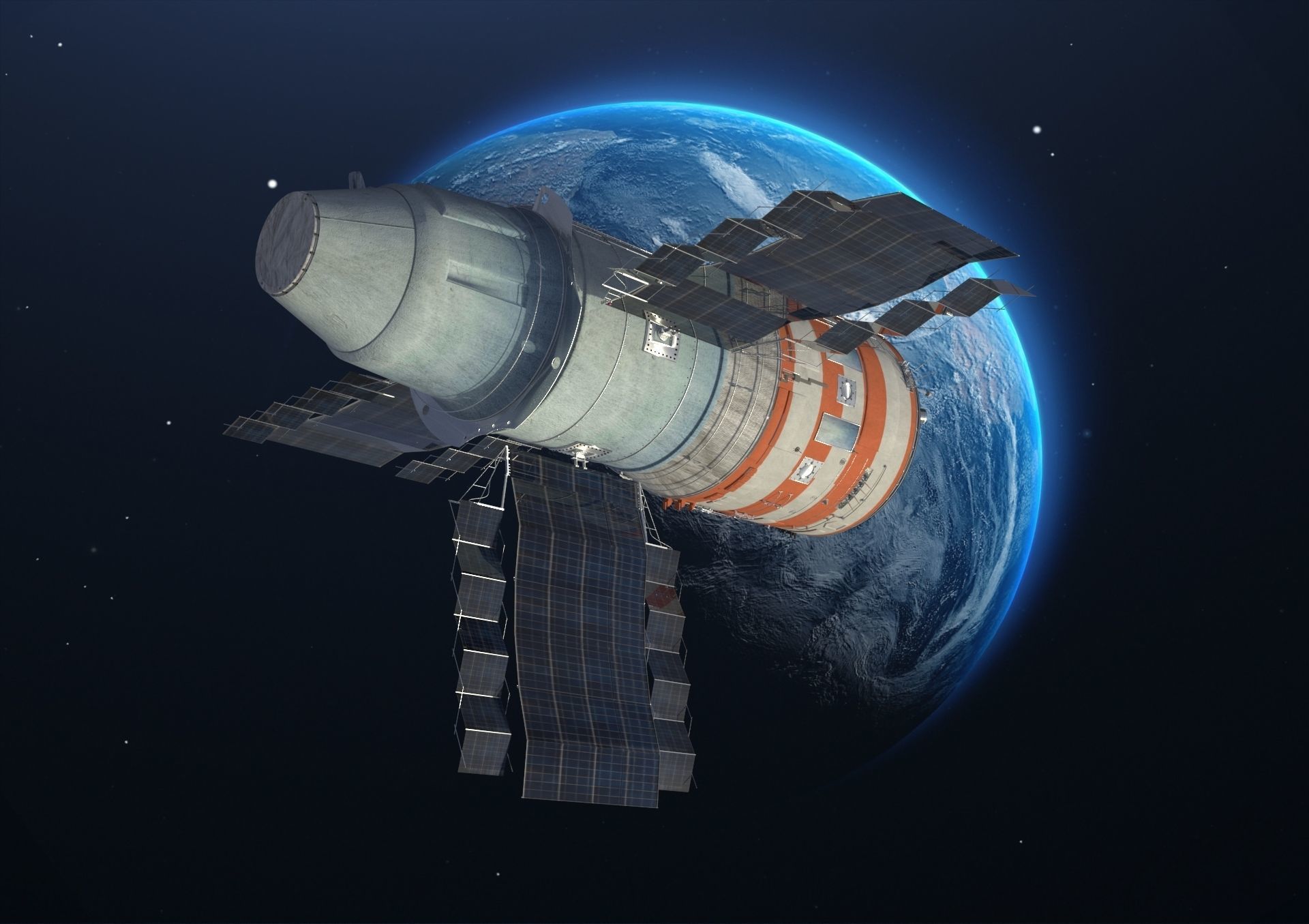 Salyut salyut7 space station orbiting earth elements of this furnished 3D ...