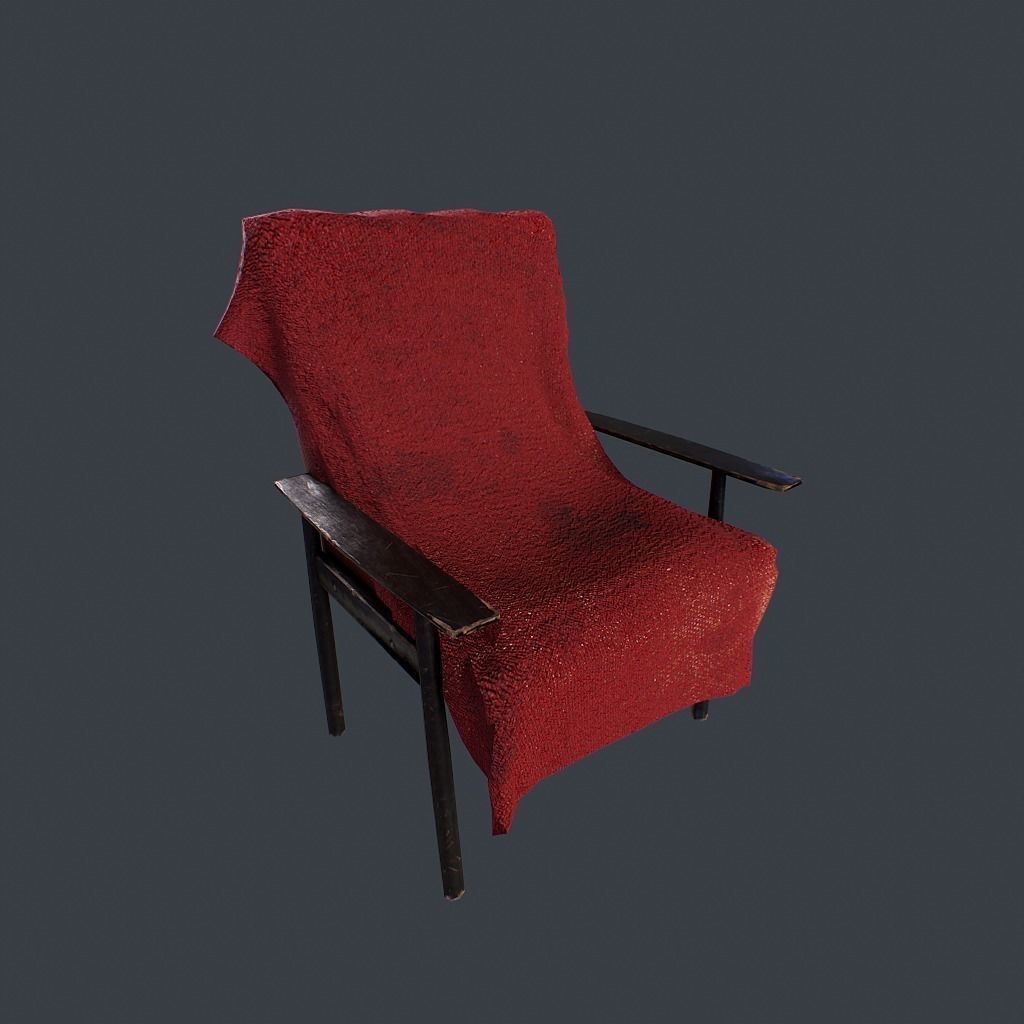 Old Armchair v1 Low-poly 3D model_3