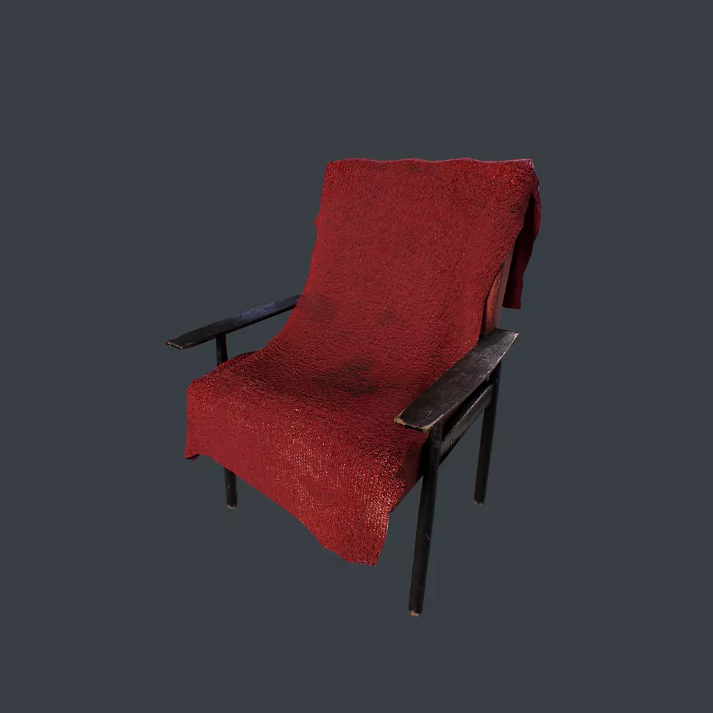 Old Armchair v1 Low-poly 3D model_0