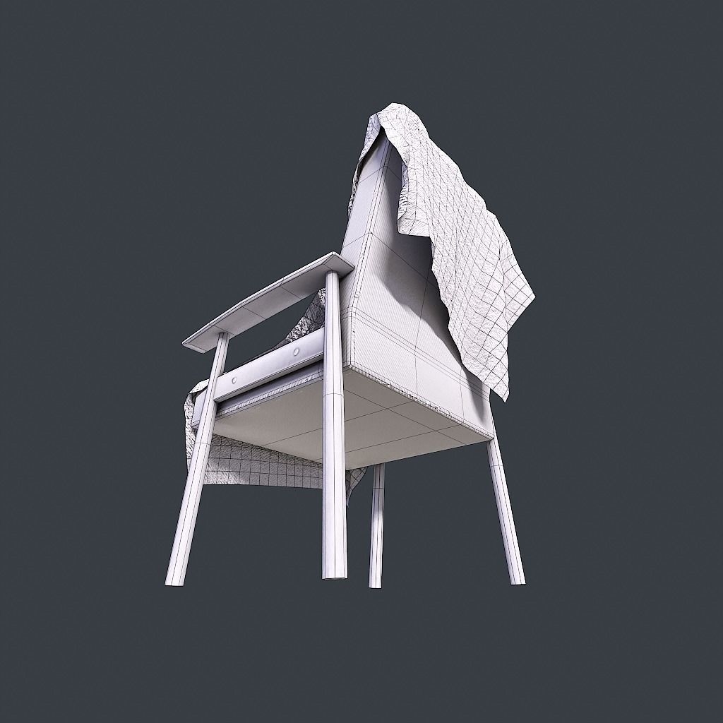Old Armchair v1 Low-poly 3D model_30