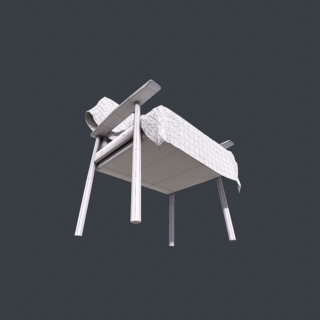 Old Armchair v1 Low-poly 3D model_29