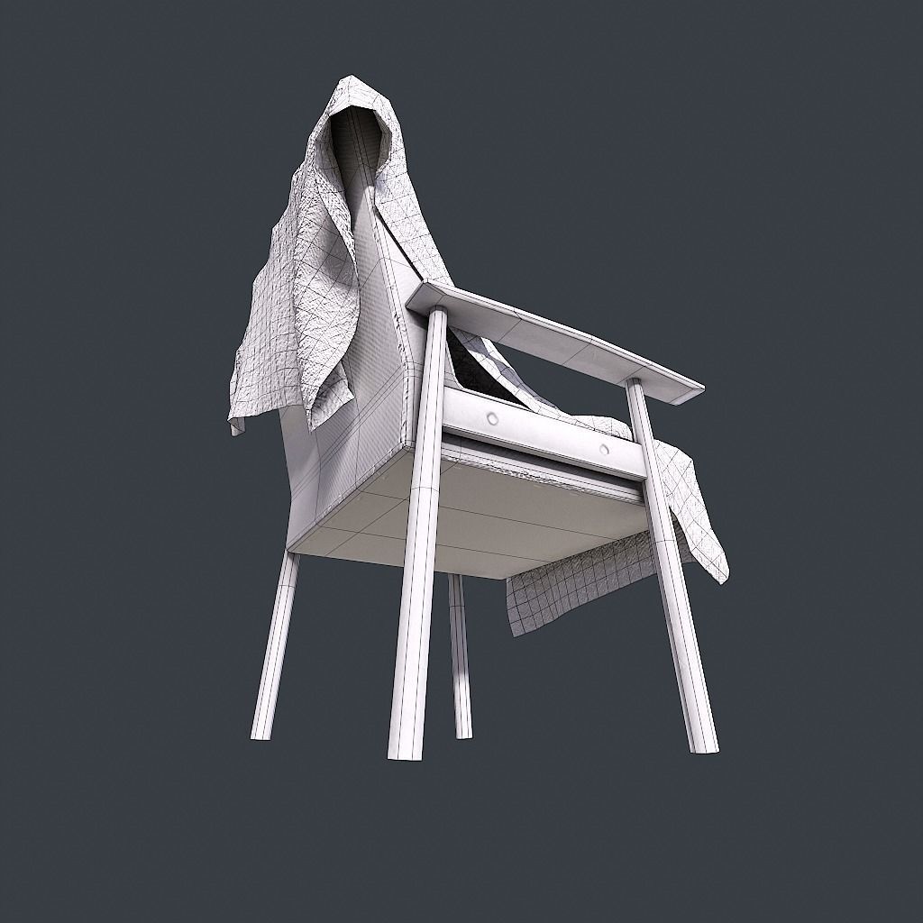Old Armchair v1 Low-poly 3D model_31