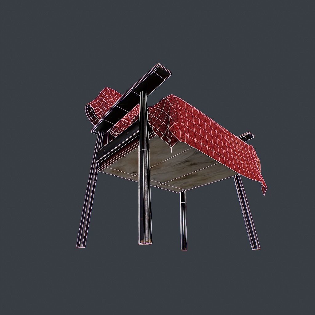 Old Armchair v1 Low-poly 3D model_22